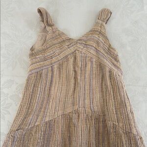 Zara Tan Pleated Tiered Sundress